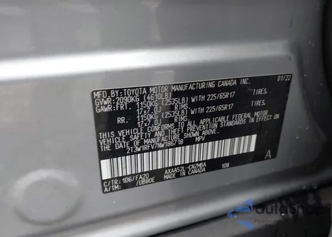 2022 Toyota Rav4 Xle from USA, damaged, VIN 2T3W1RFV7NW186718
